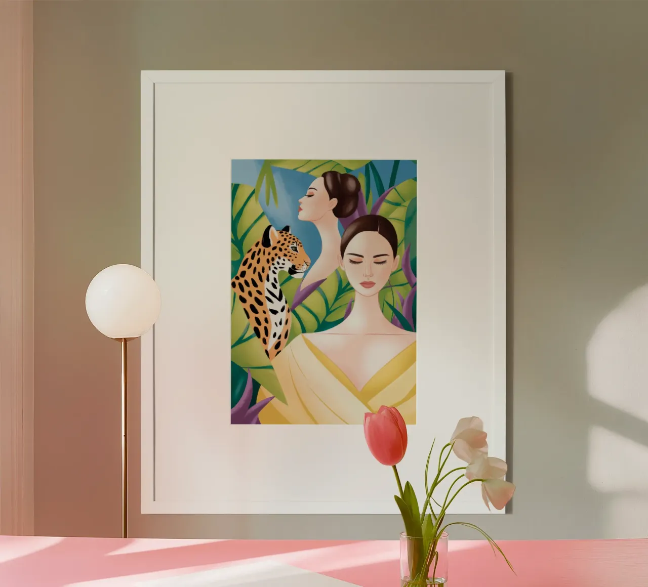 Bellezza della giungla poster con telaio in legno da Atelier Tiga