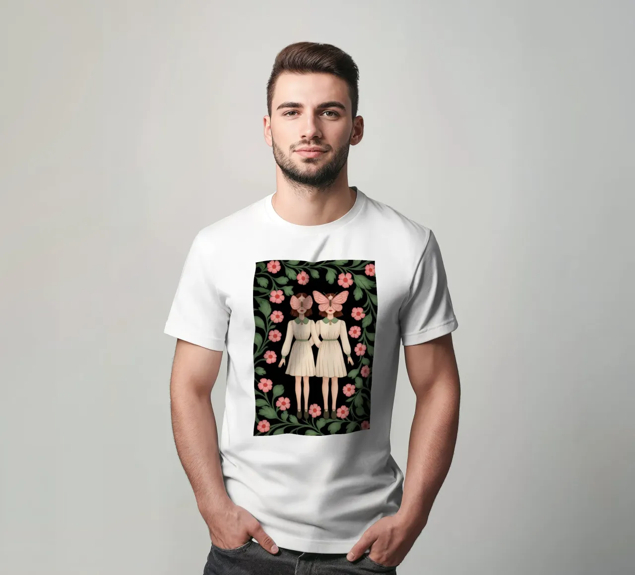 Gemelli floreali simmetrici t-shirt da Atelier Tiga