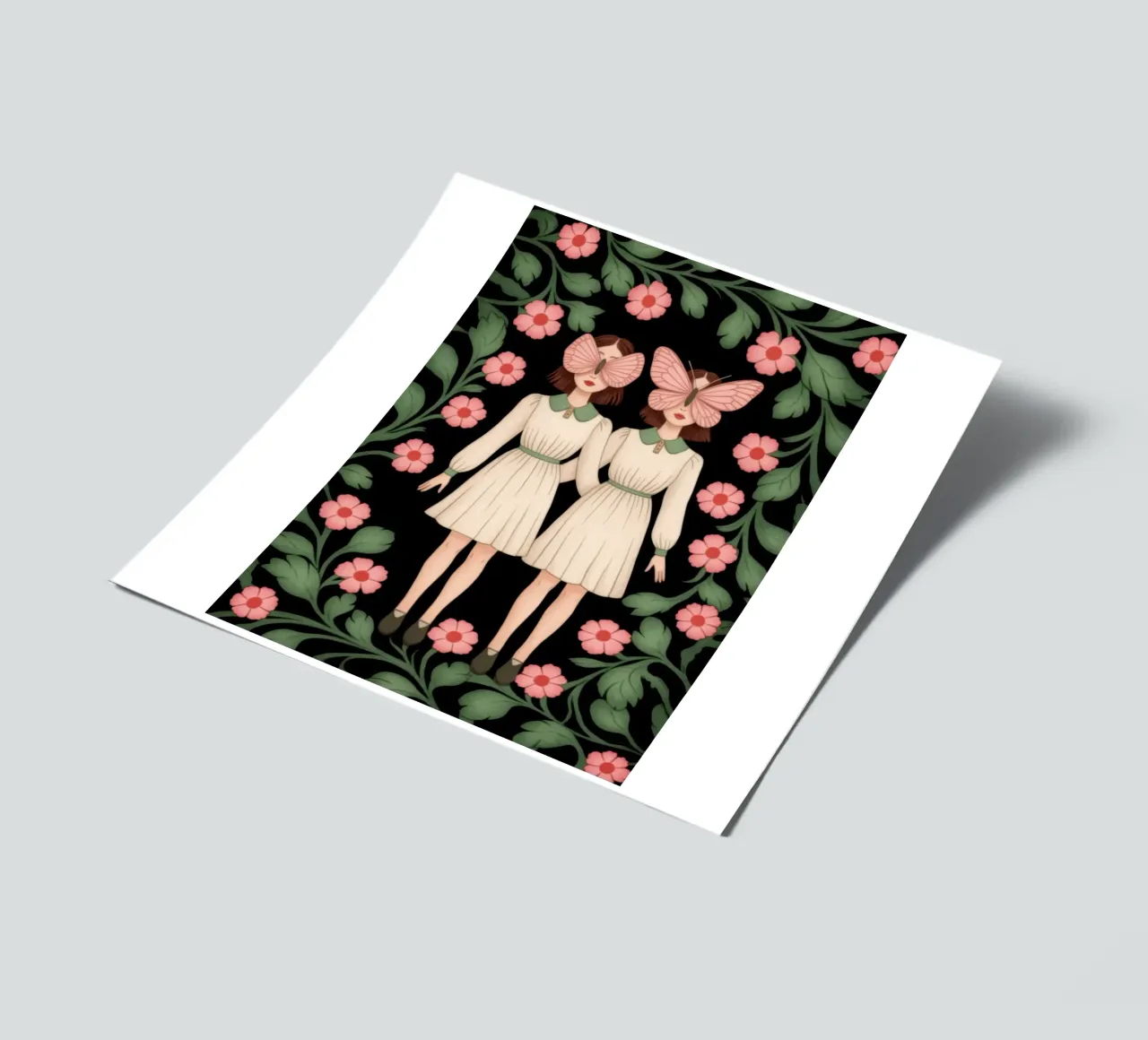 Symmetrische florale Zwillinge Stickerbogen von Atelier Tiga