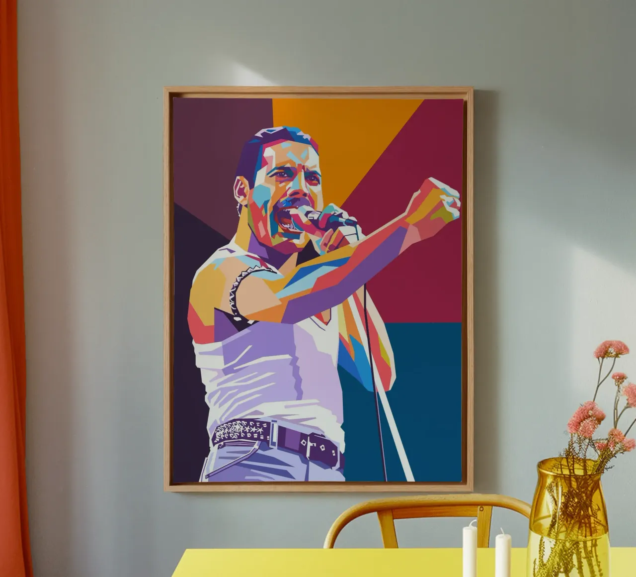 Freddie Mercury kunst canvas met Baklijst van Hantamrata