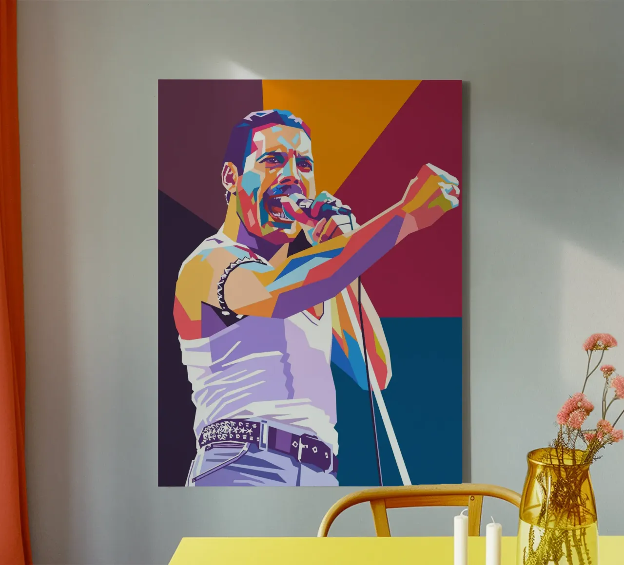 Freddie Mercury kunst canvas met Baklijst van Hantamrata