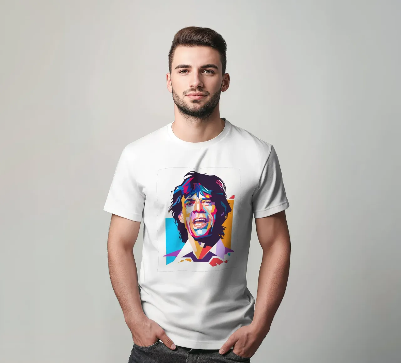 Mick Jagger Pop-Art-Porträt T-Shirt von Hantamrata