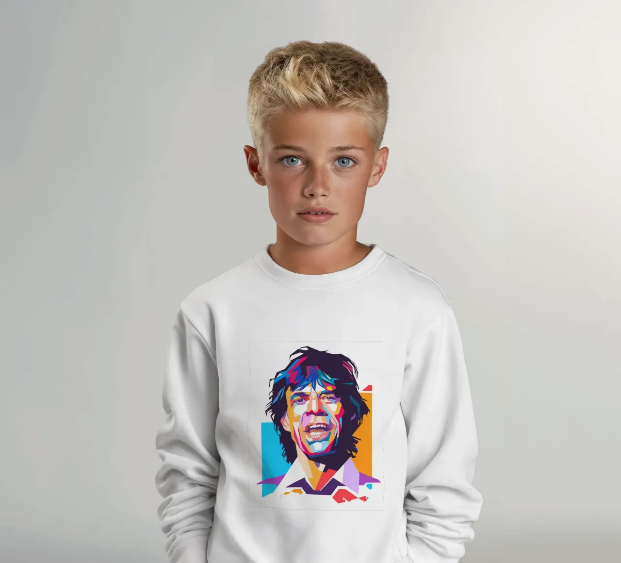 Ritratto pop art di Mick Jagger felpa bambino da Hantamrata