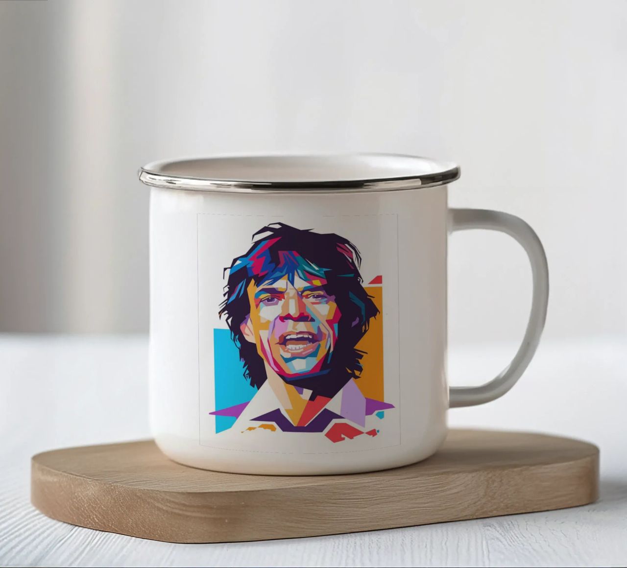 Ritratto pop art di Mick Jagger tazza in smalto da Hantamrata
