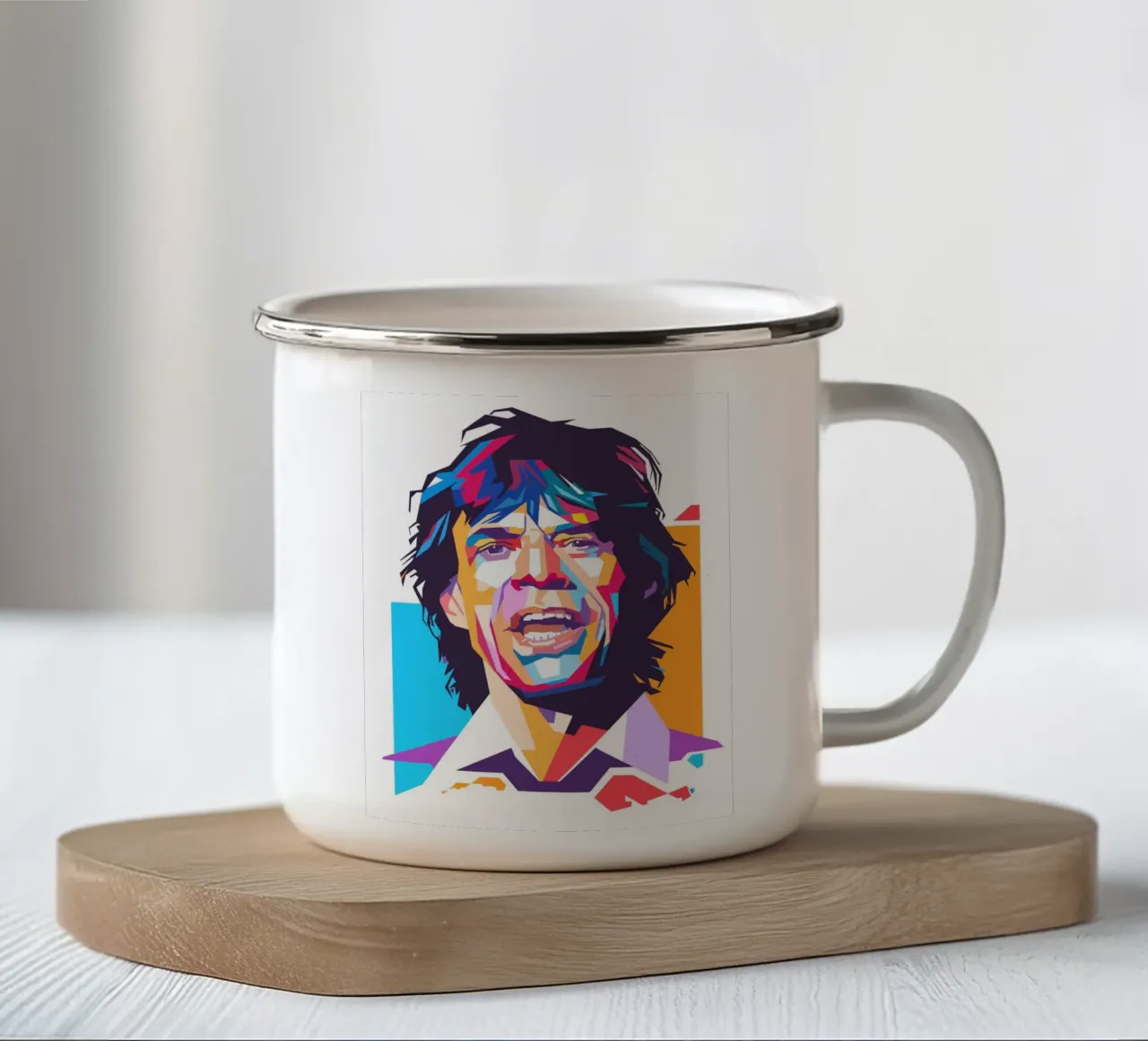 Ritratto pop art di Mick Jagger tazza in smalto da Hantamrata