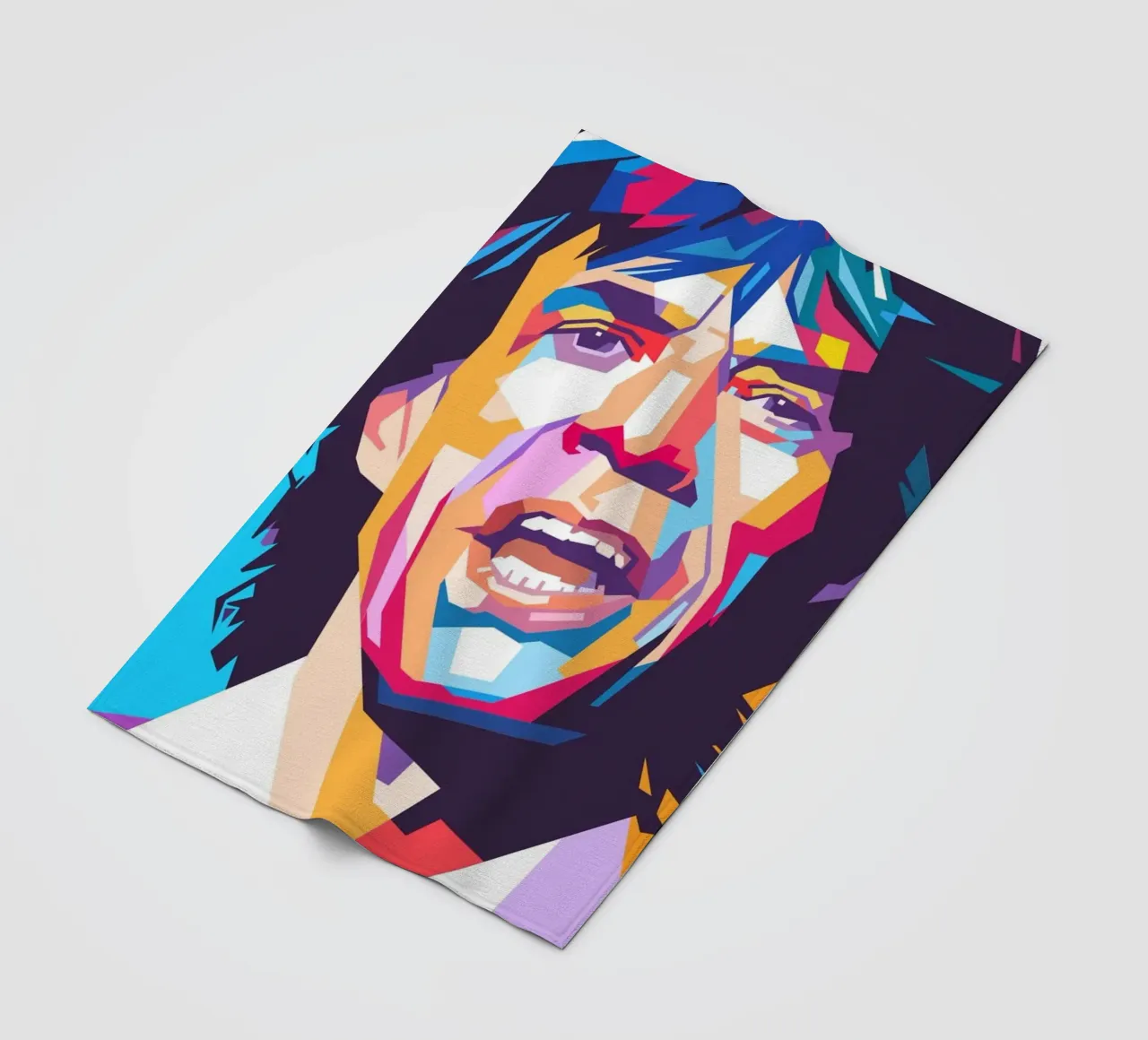 Mick Jagger pop art portrait fleece blanket by Hantamrata