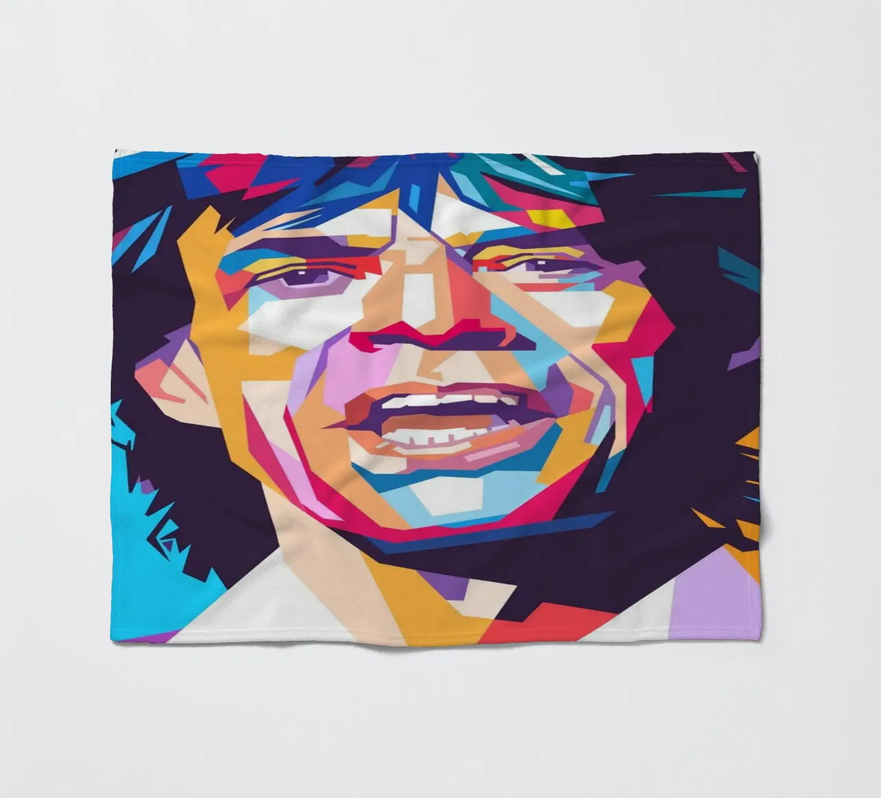 Mick Jagger pop art portrait fleece blanket by Hantamrata