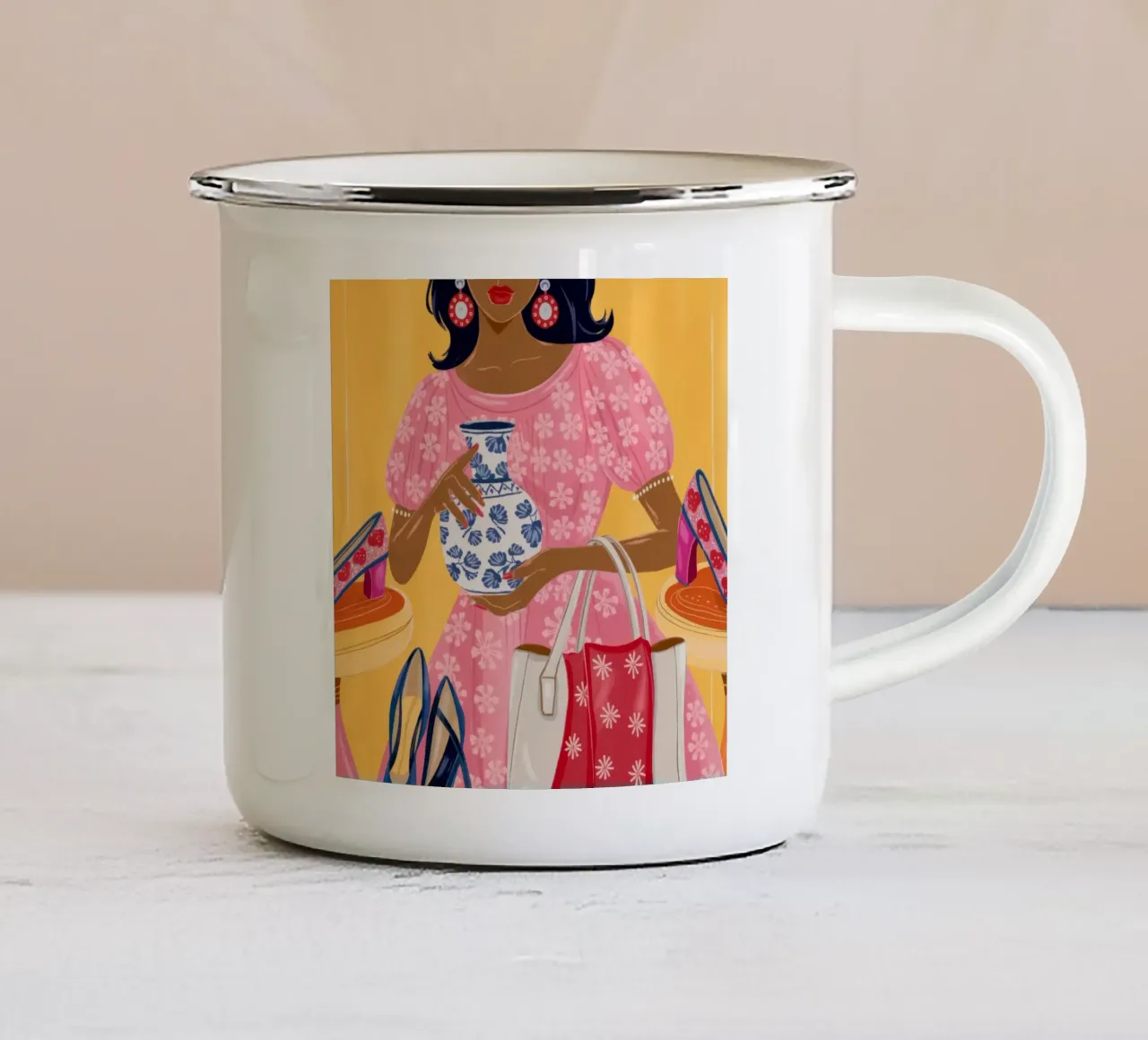 Shopping chic tazza in smalto da Atelier Tiga