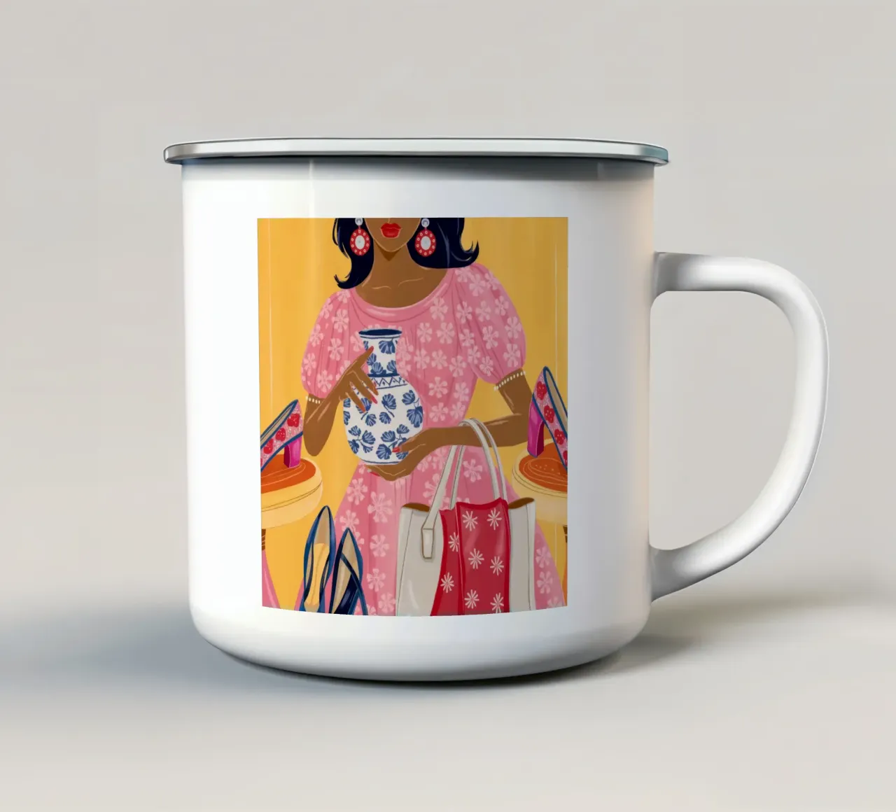 Shopping chic tazza in smalto da Atelier Tiga