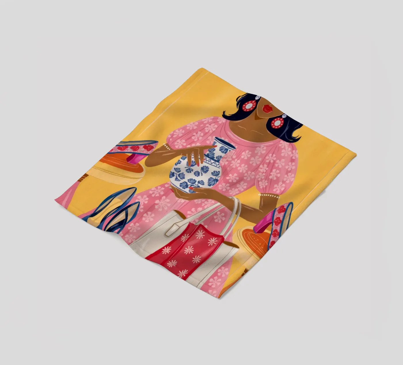 Schicker Einkaufsbummel Fleecedecke von Atelier Tiga