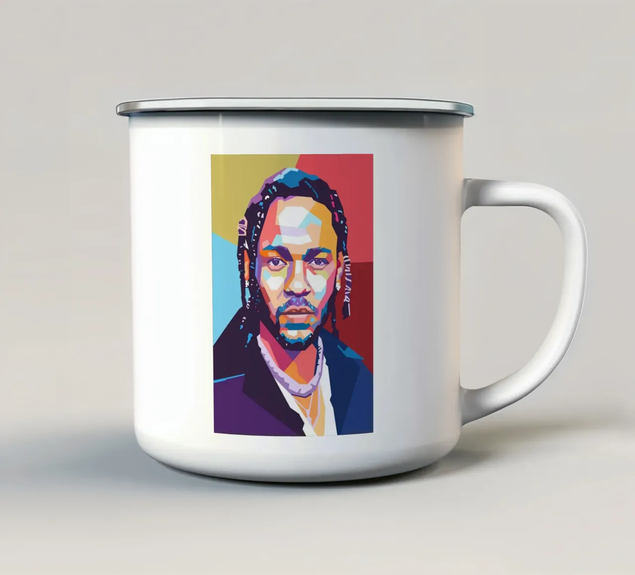 Ritratto pop art di Kendrick Lamar tazza in smalto da Hantamrata
