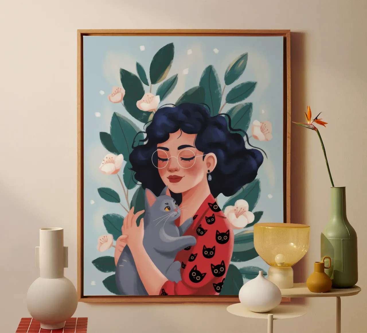 Gemütlicher Katzenbegleiter Leinwand von Atelier Tiga