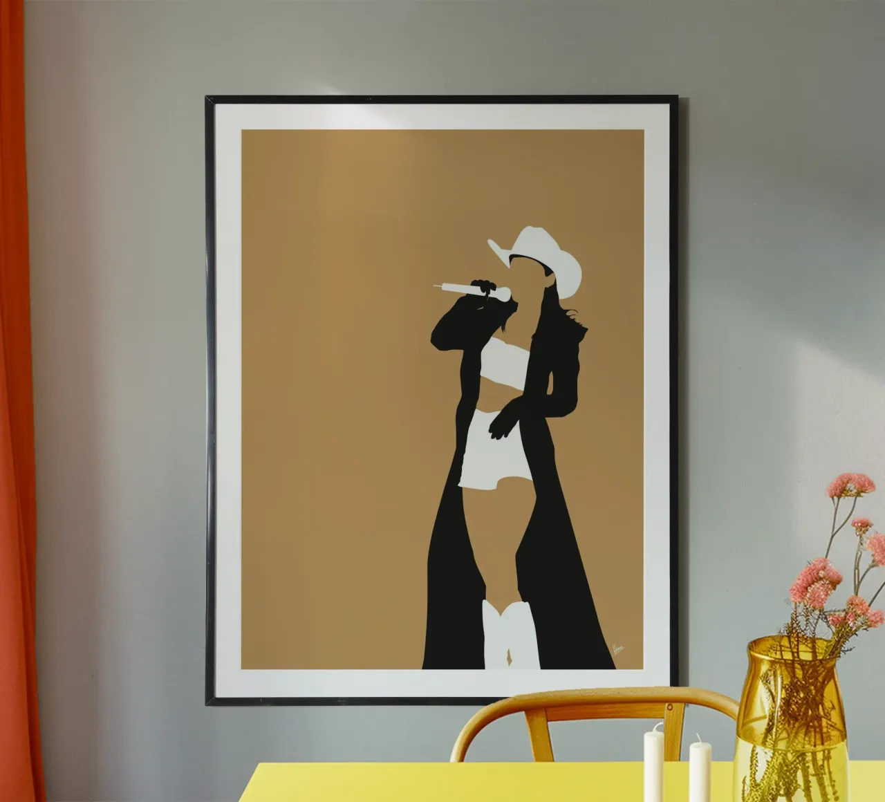 No160 Shania Twain poster con telaio in legno da Iconic Rockstars