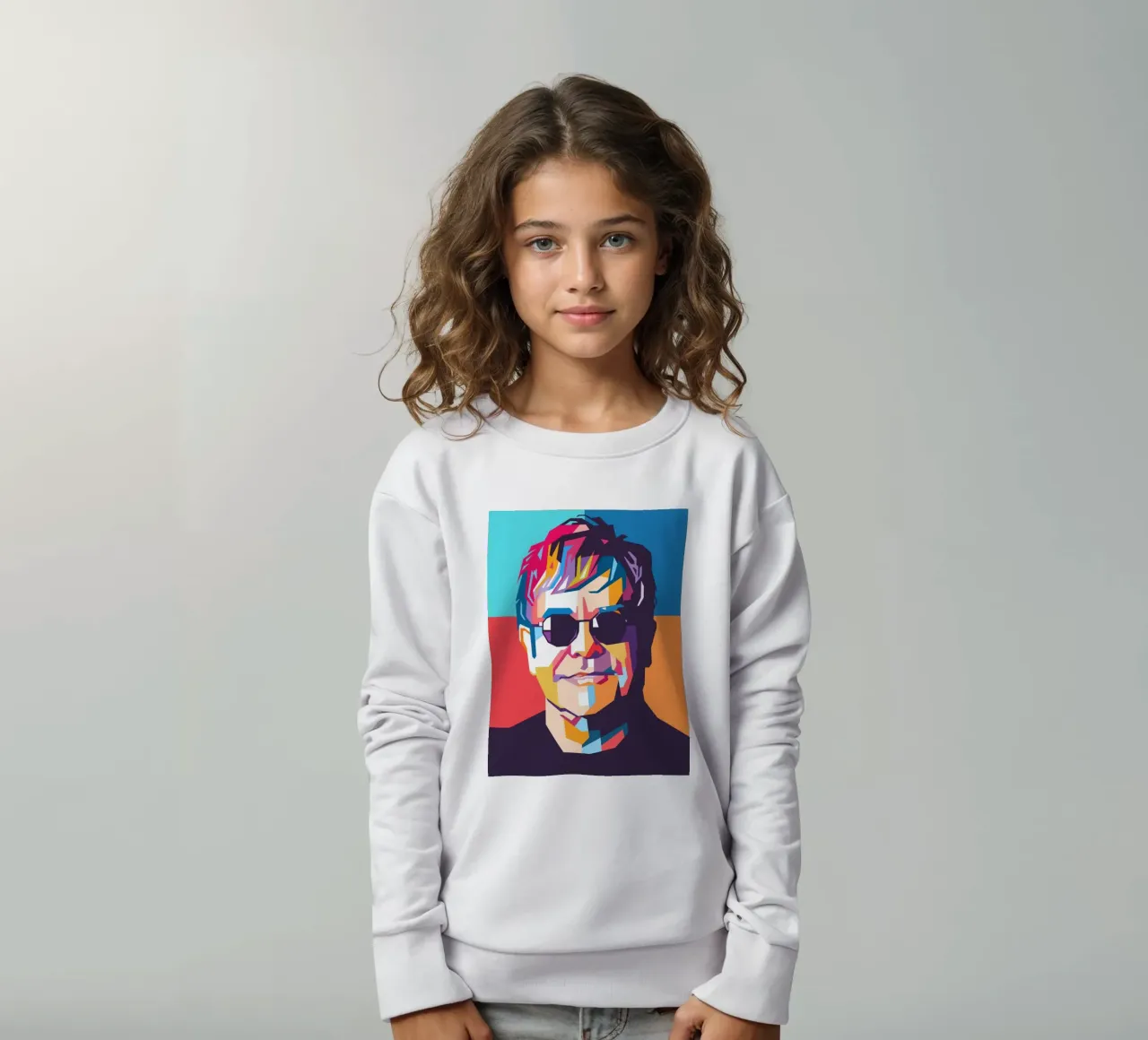 Ritratto pop art colorato di Elton John felpa bambino da Hantamrata
