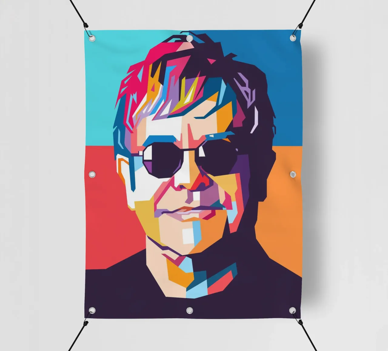 Ritratto pop art colorato di Elton John telo in pvc da Hantamrata