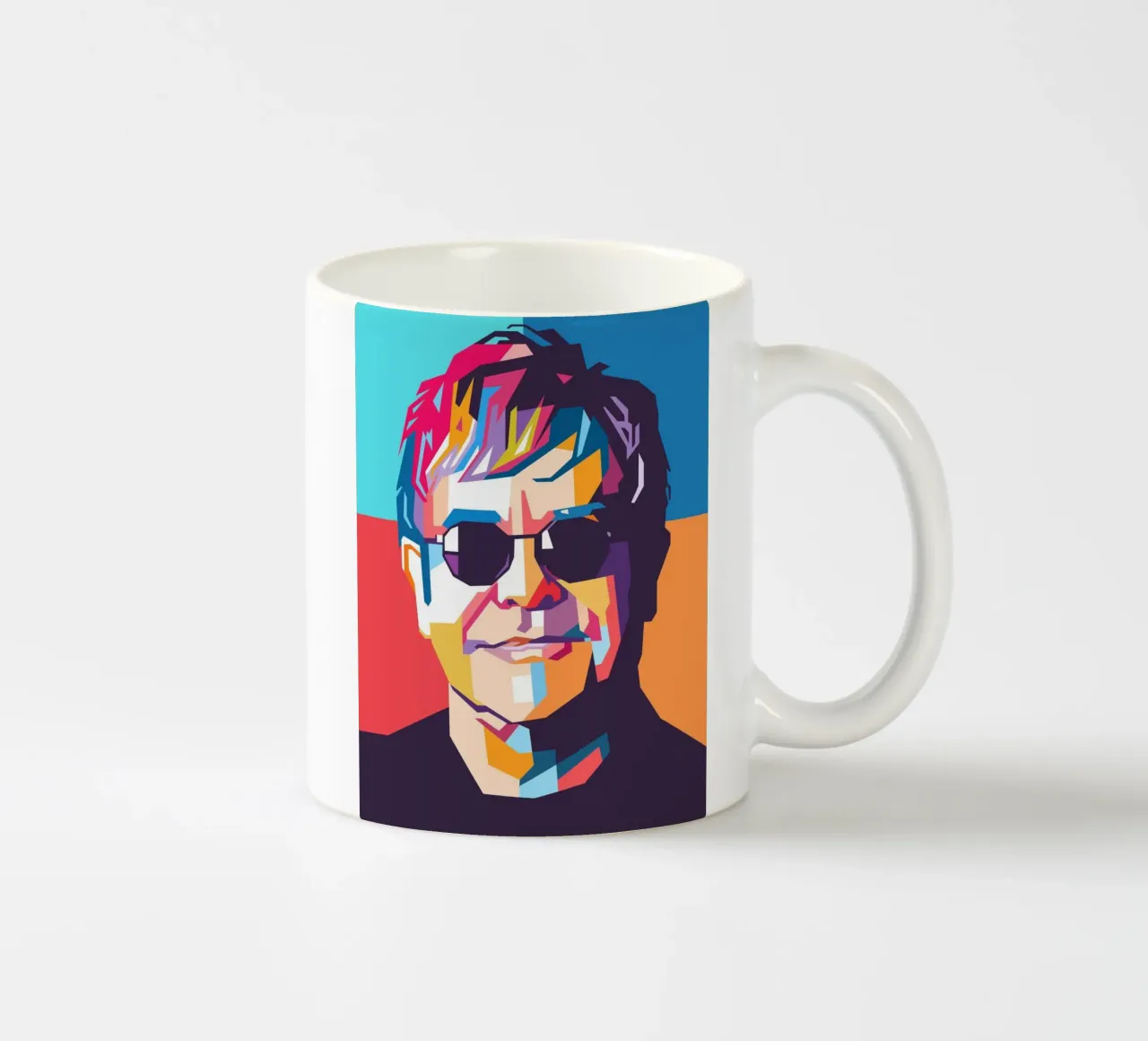 Ritratto pop art colorato di Elton John tazza in ceramica da Hantamrata