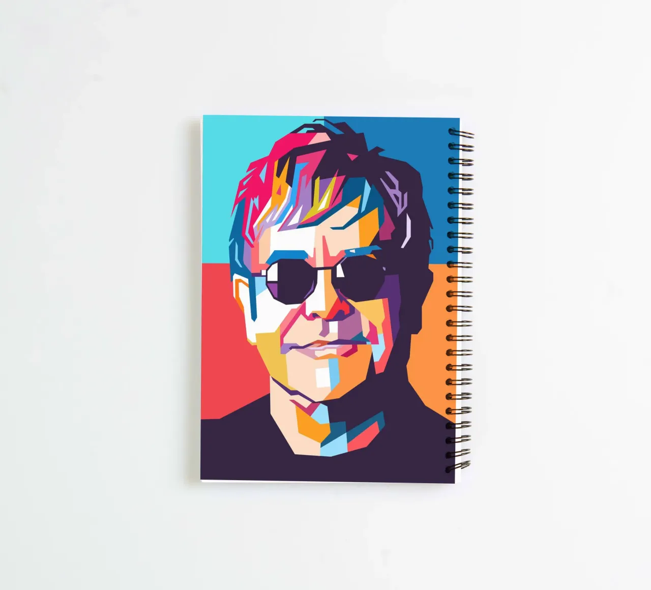 Elton John colorful pop art portrait spiral notebook by Hantamrata