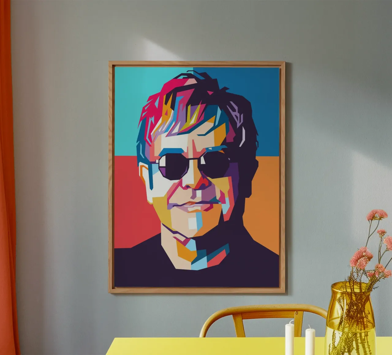 Elton John colorful pop art portrait alu-dibond by Hantamrata