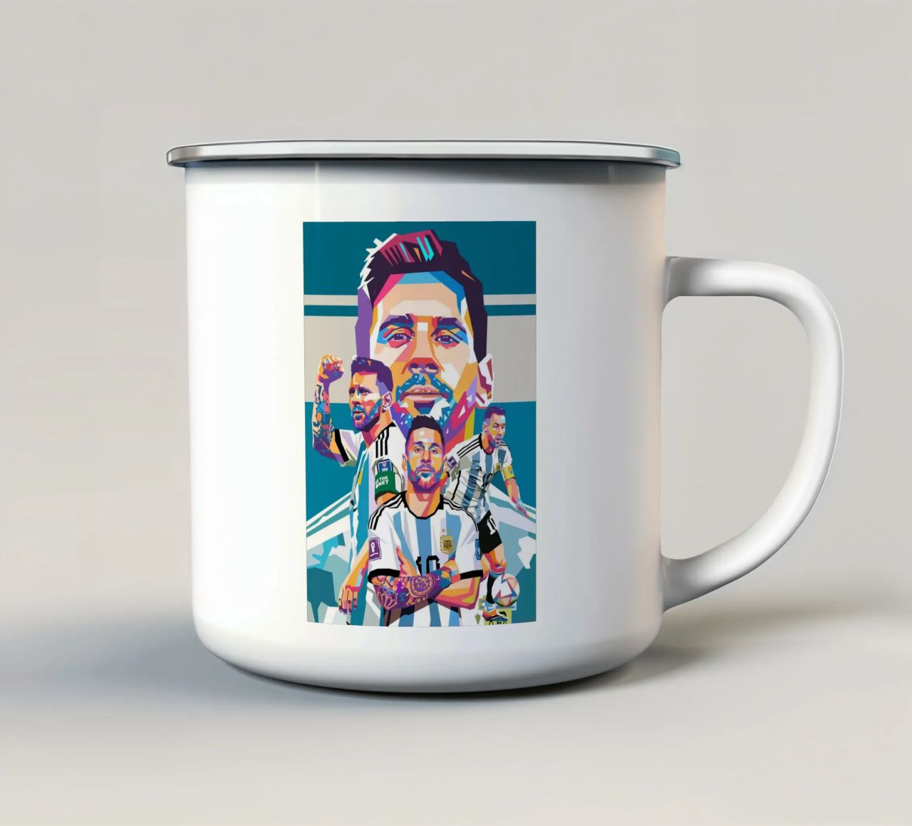 Lionel Messi artwork tazza in smalto da Hantamrata