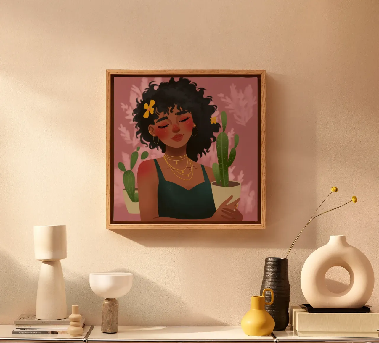 Cactustuin Muze canvas van Atelier Tiga