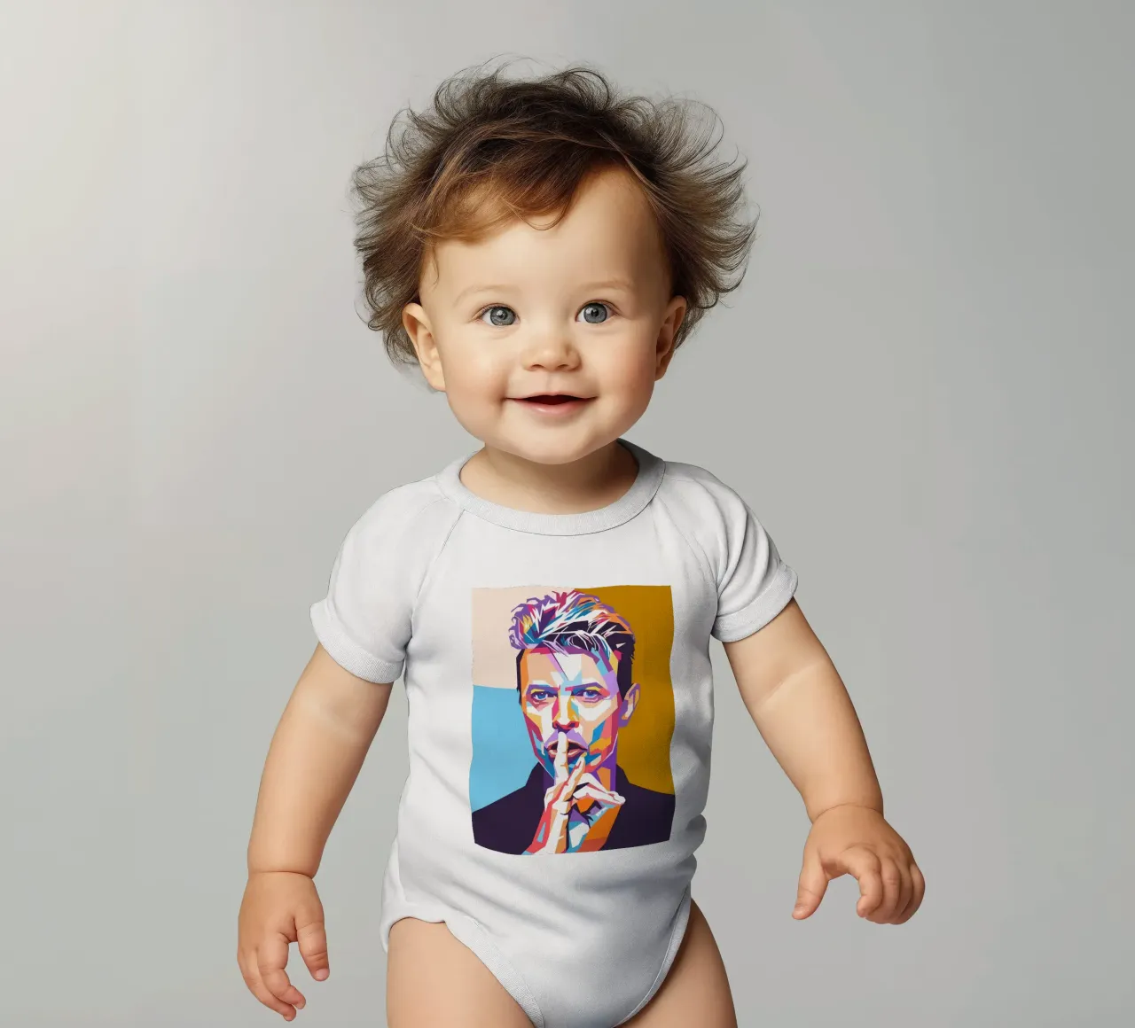 Ritratto pop art di David Bowie body neonato maniche corte da Hantamrata