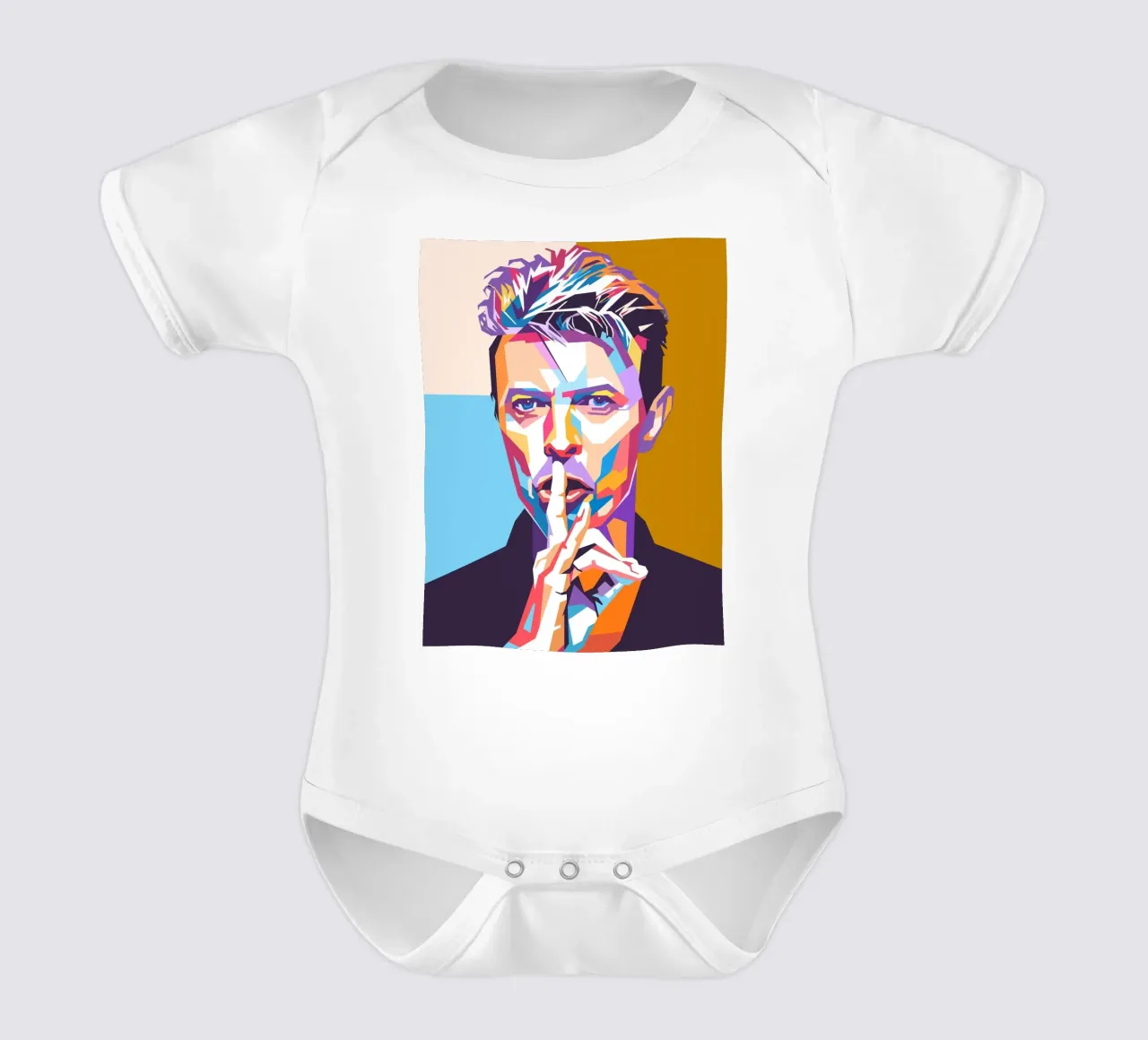Ritratto pop art di David Bowie body neonato maniche corte da Hantamrata