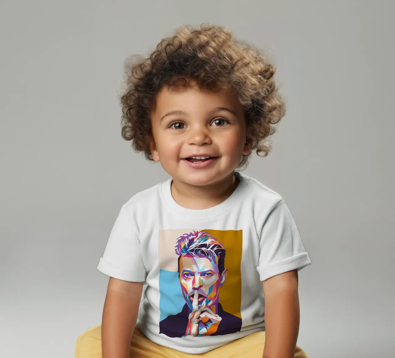 Ritratto pop art di David Bowie maglietta neonato da Hantamrata