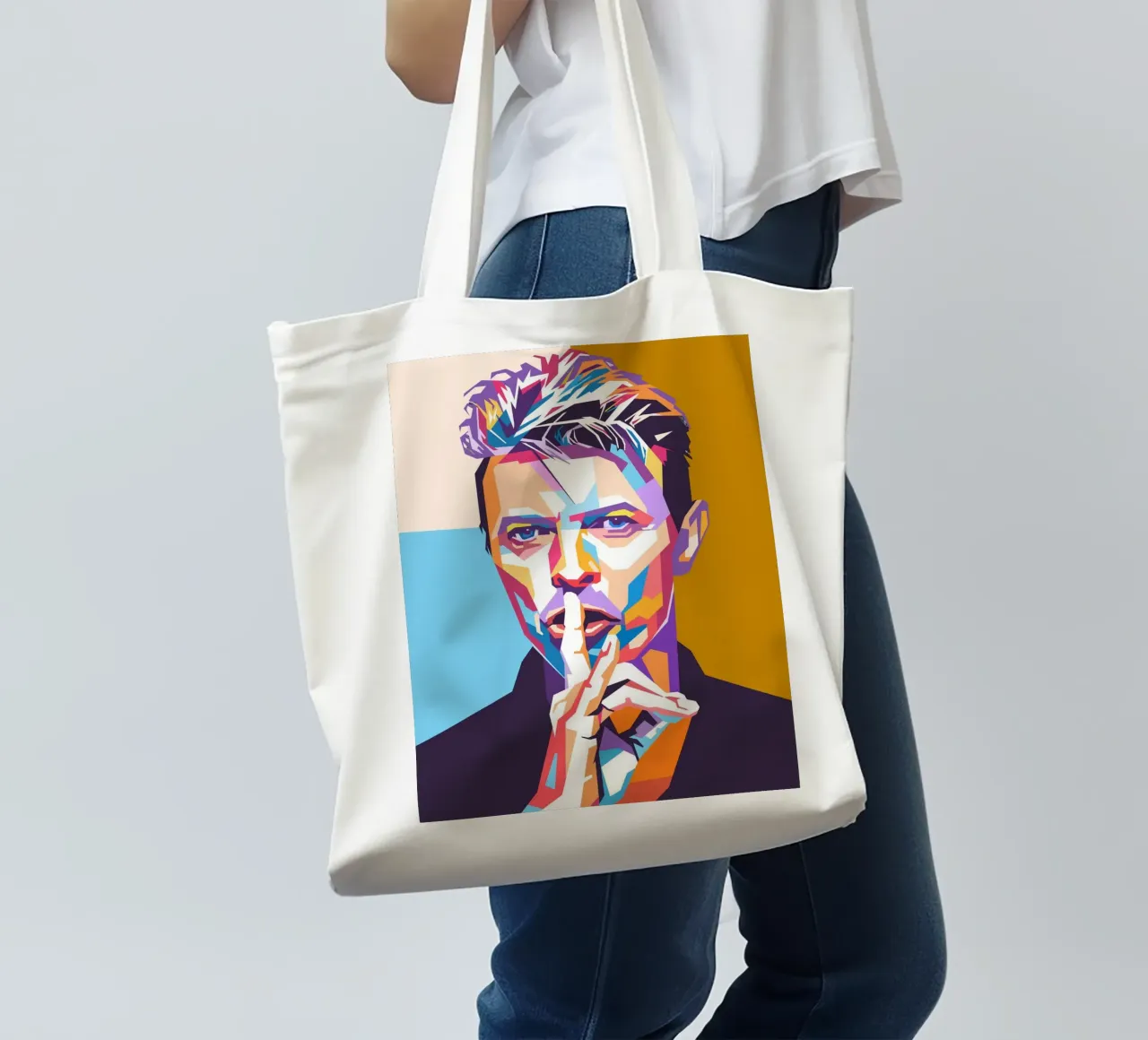 David Bowie Pop Art Porträt Jutebeutel von Hantamrata
