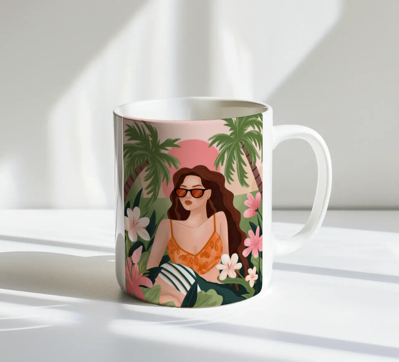 Ritiro sull'isola in fiore tazza in ceramica da Atelier Tiga