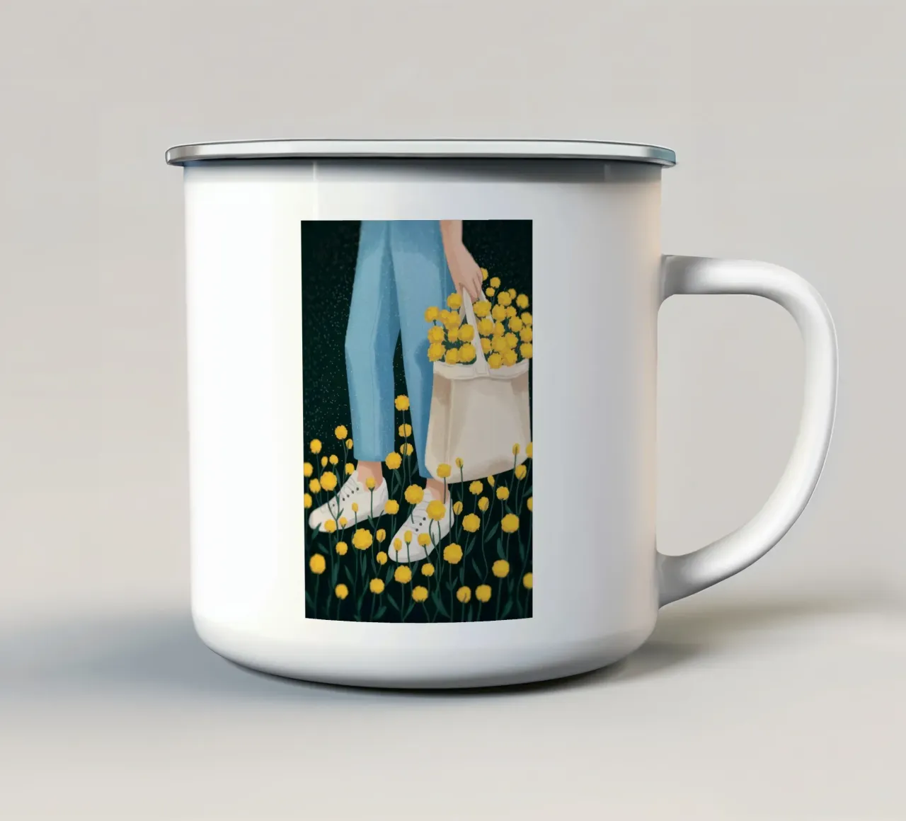 Eleganza del camminamento in fiore tazza in smalto da Atelier Tiga