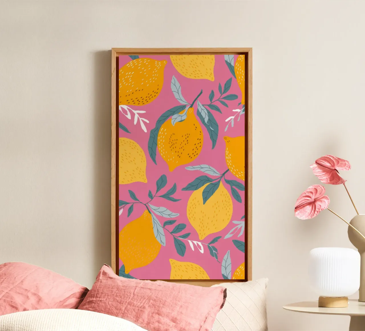 Citrusvruchten Symfonie canvas met Baklijst van Atelier Tiga