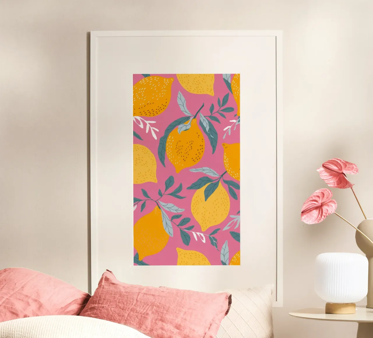 Citrusvruchten Symfonie poster met kunststof frame van Atelier Tiga