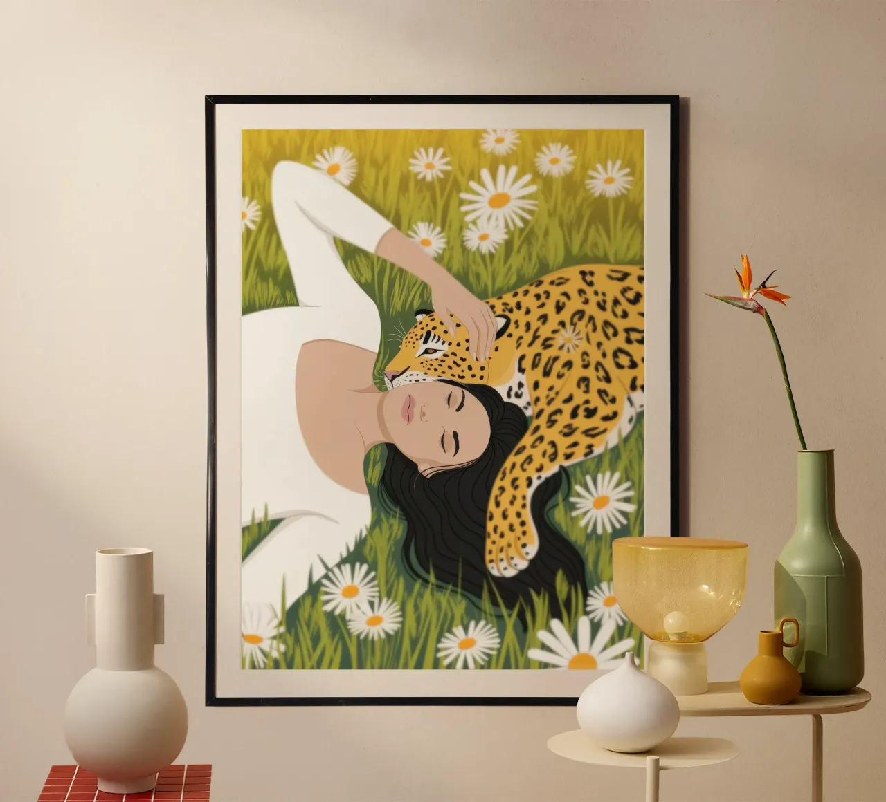 Fuga da sogno di Daisy poster con telaio in alluminio da Atelier Tiga