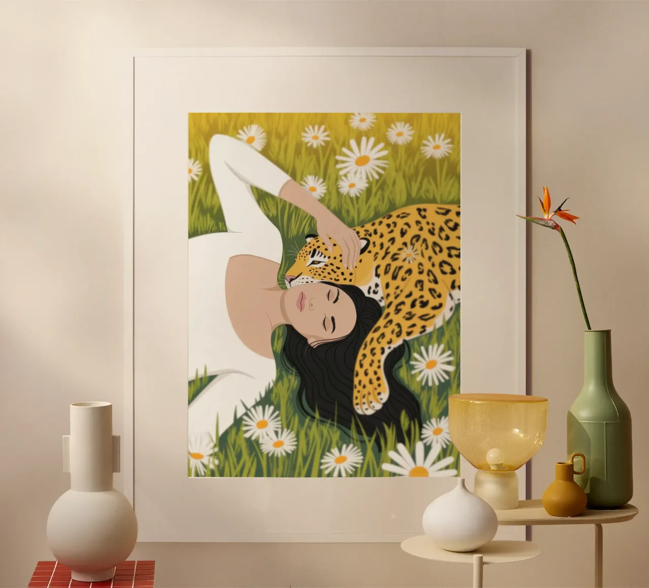 Fuga da sogno di Daisy poster con telaio in alluminio da Atelier Tiga