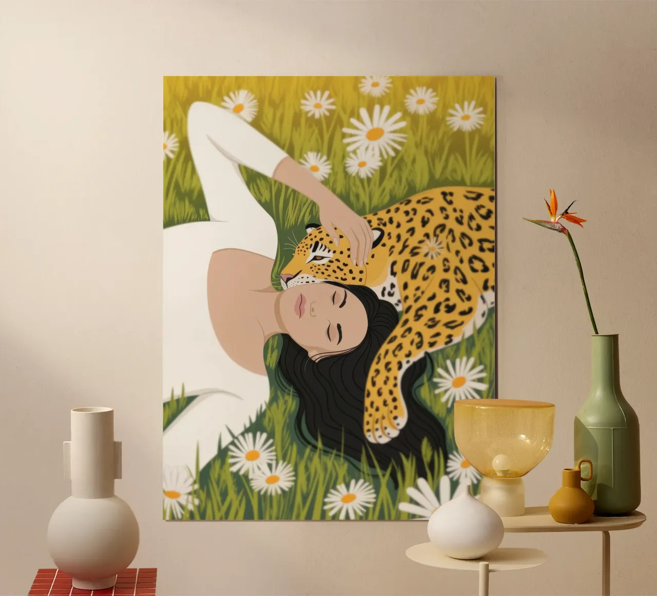 Fuga da sogno di Daisy poster con telaio in alluminio da Atelier Tiga