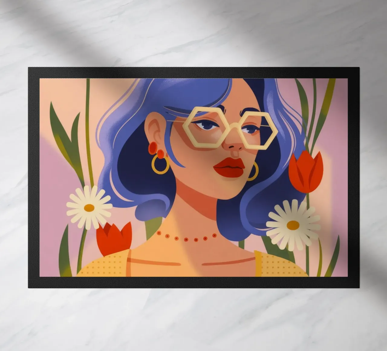 Stralende tulp deurmat van Atelier Tiga