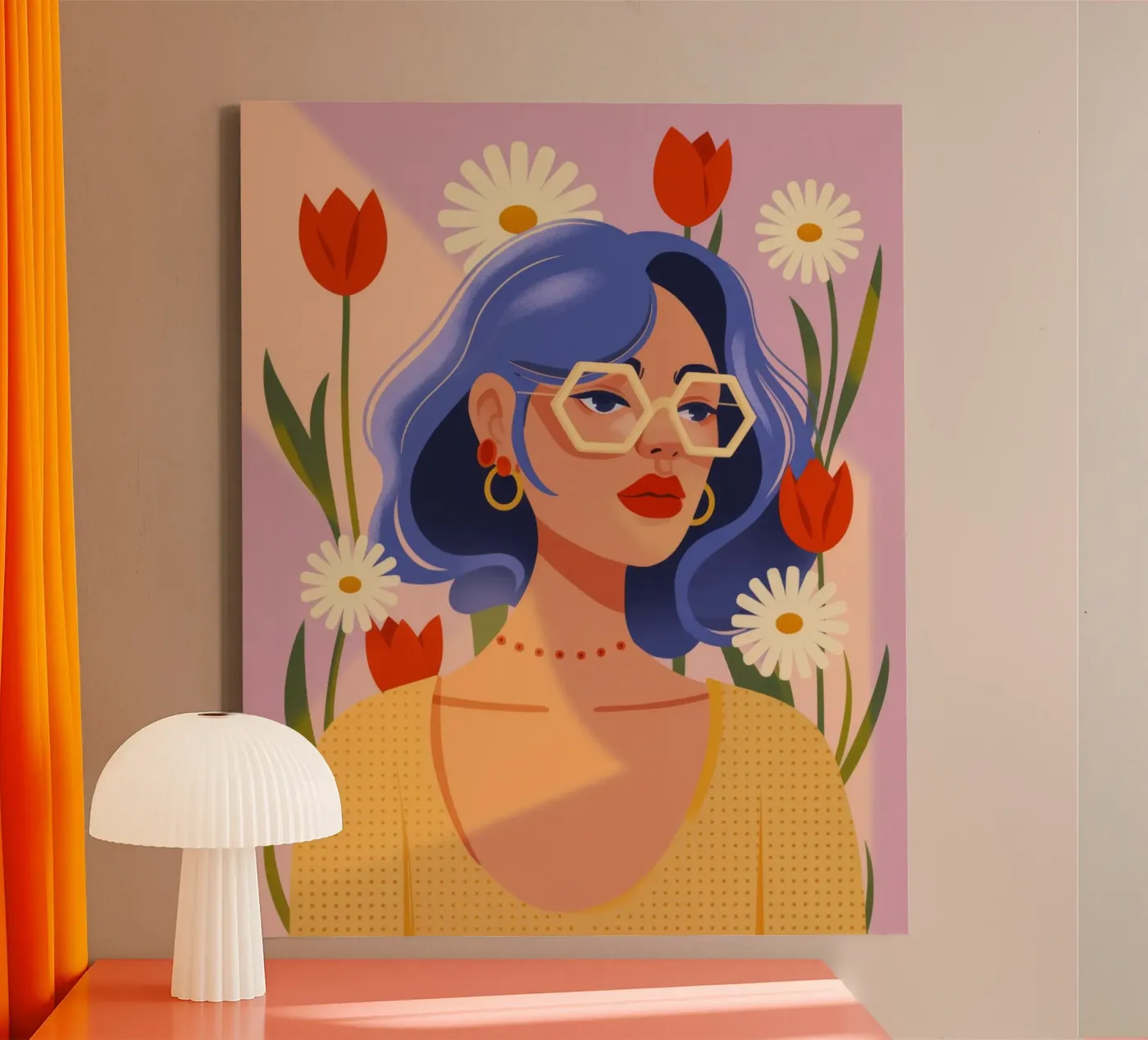 Stralende tulp canvas van Atelier Tiga