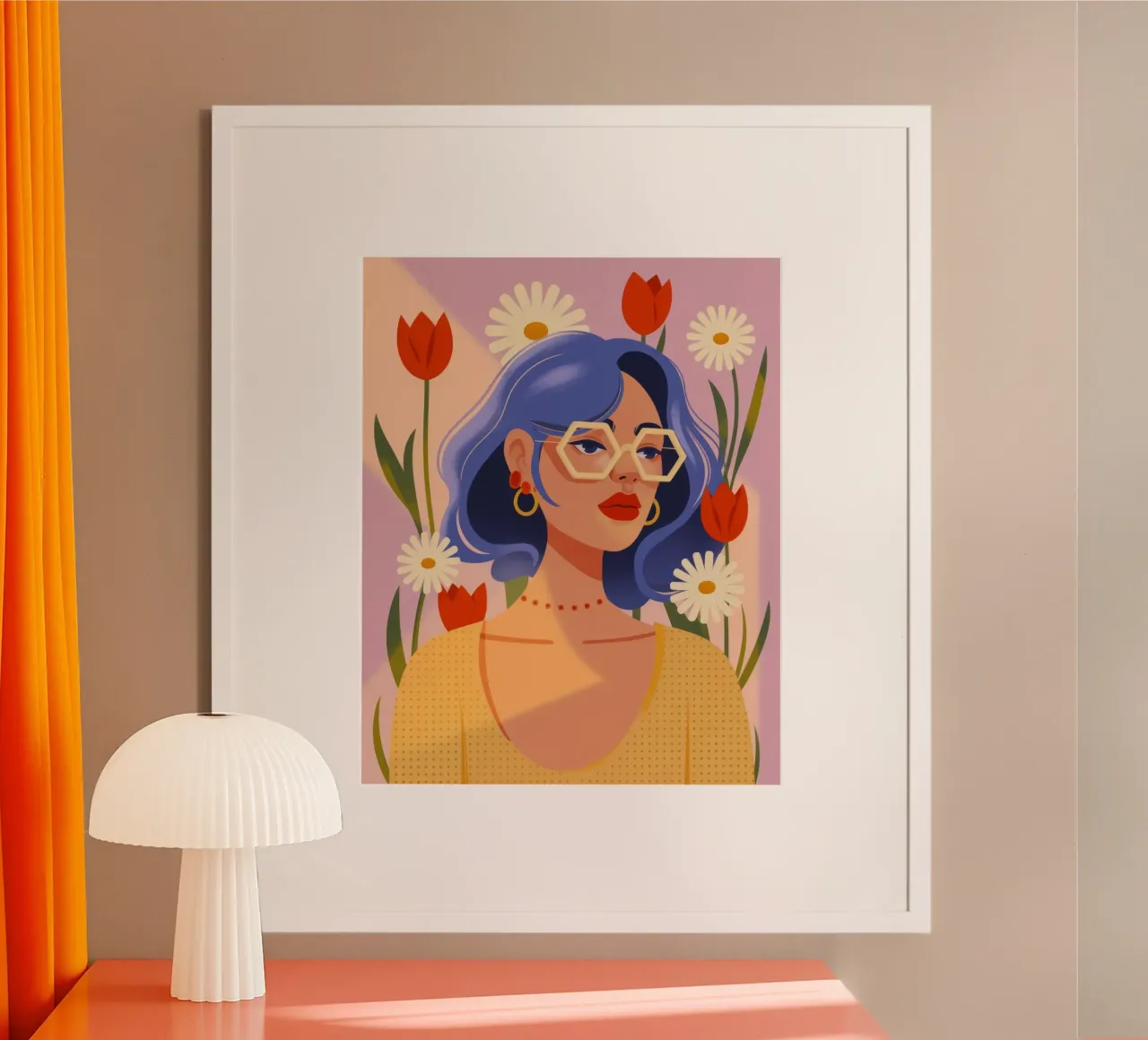 Stralende tulp poster van Atelier Tiga