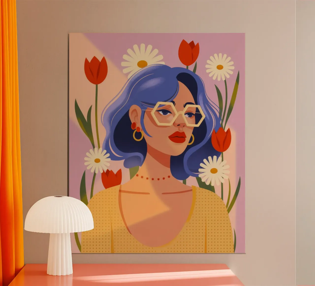 Stralende tulp poster van Atelier Tiga