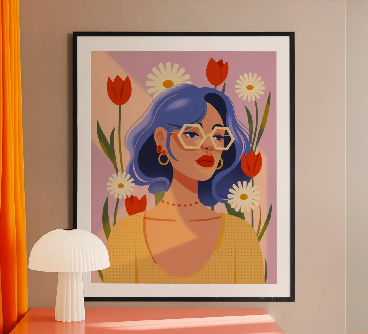 Stralende tulp poster van Atelier Tiga