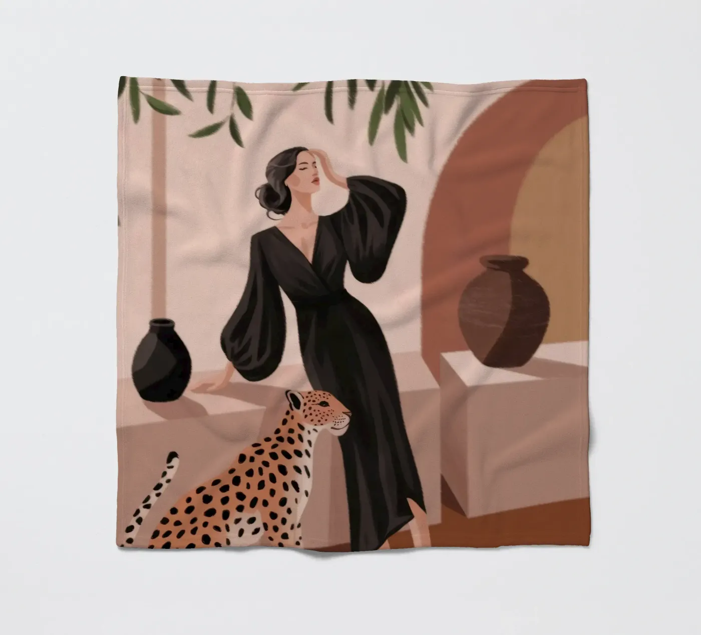 Leopard Grace Symphony Fleecedecke von Atelier Tiga
