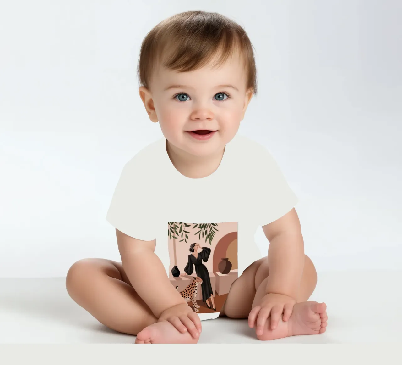 Leopard Grace Symphony babyrompertje korte mouwen van Atelier Tiga