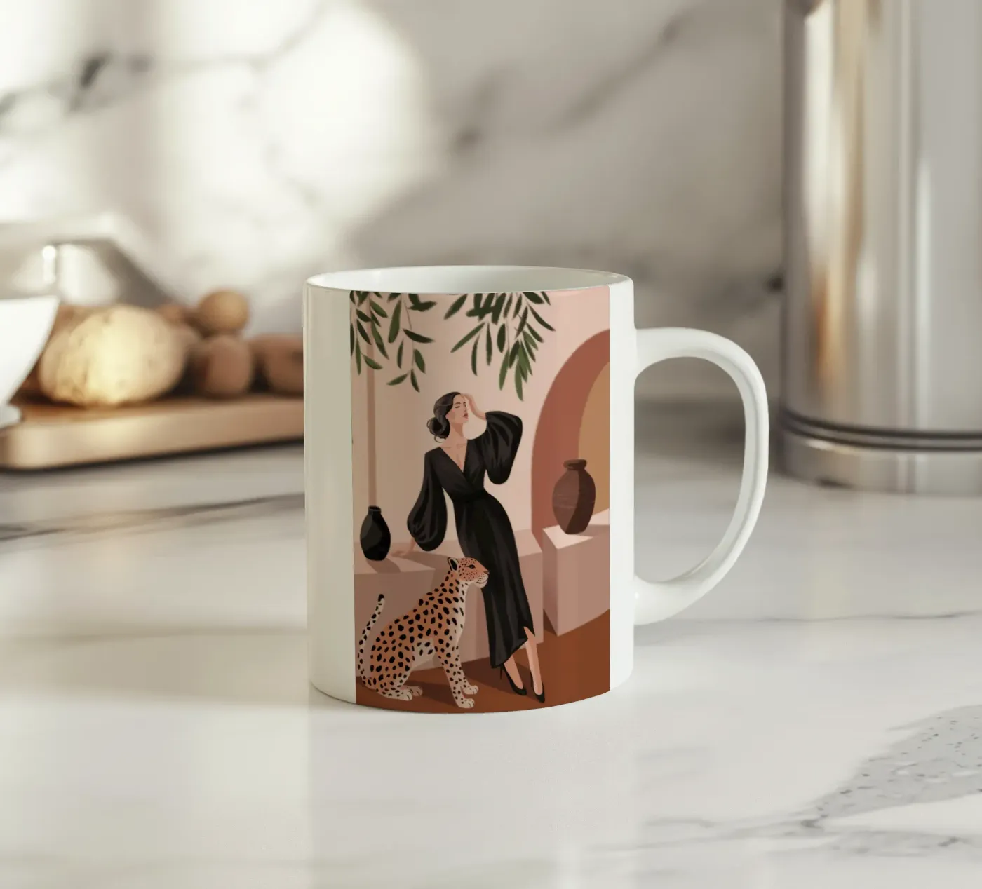 Leopard Grace Symphony ceramic mug by Atelier Tiga