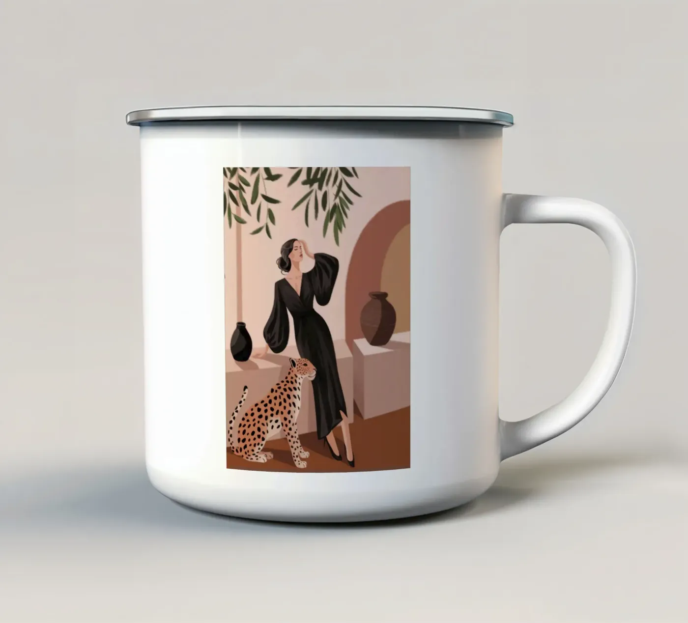 Leopard Grace Symphony enamel mug by Atelier Tiga