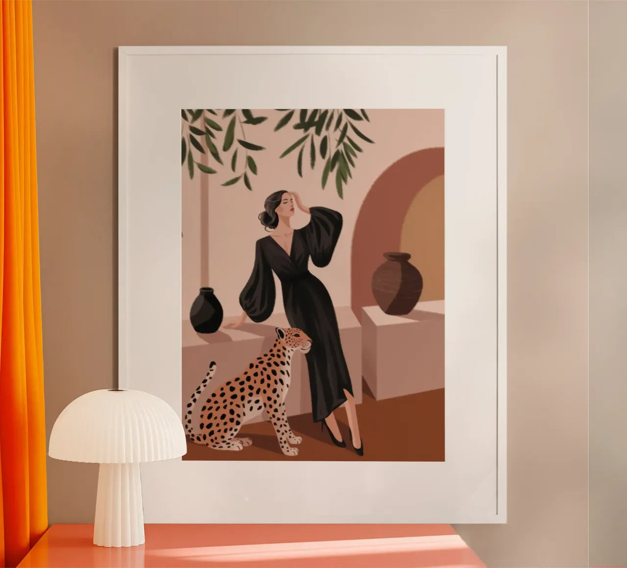 Sinfonia Leopard Grace poster con telaio in legno da Atelier Tiga