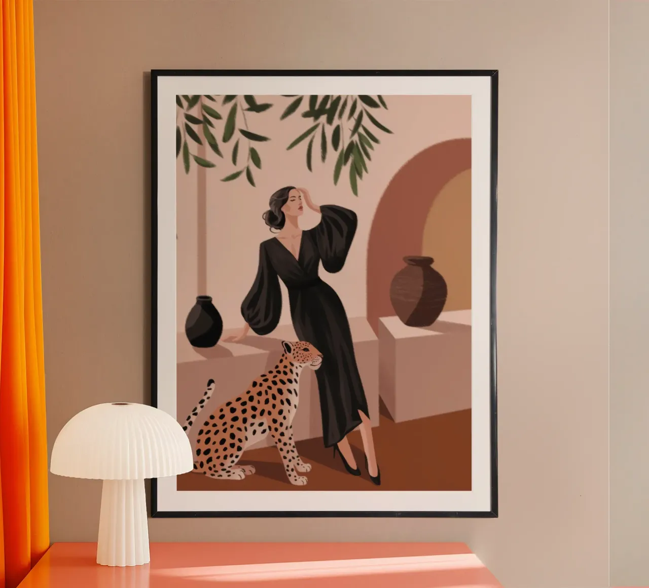 Sinfonia Leopard Grace poster con telaio in legno da Atelier Tiga