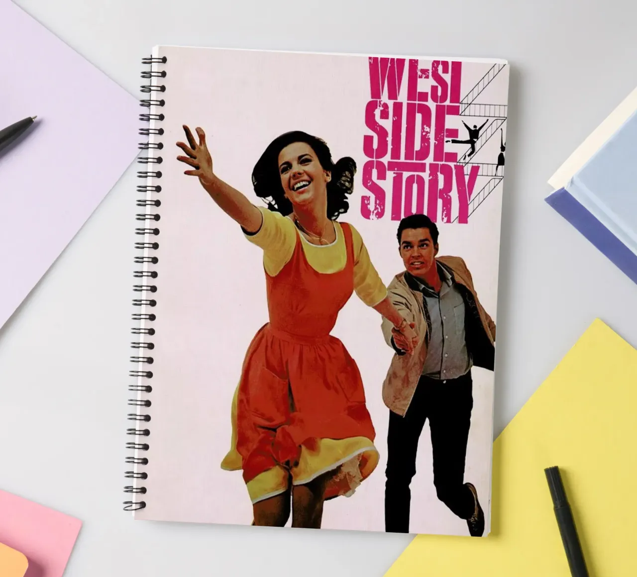 ‘West Side Story’ Retro Movie Poster spiral notebook by Gallery Print and Art Limited