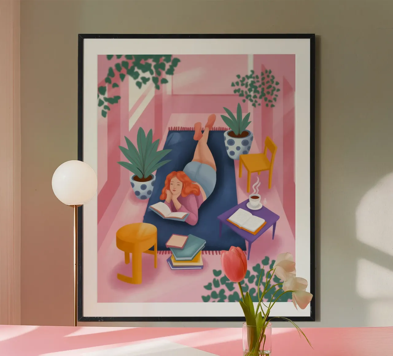 Ritiro sereno per la lettura poster con telaio in alluminio da Atelier Tiga
