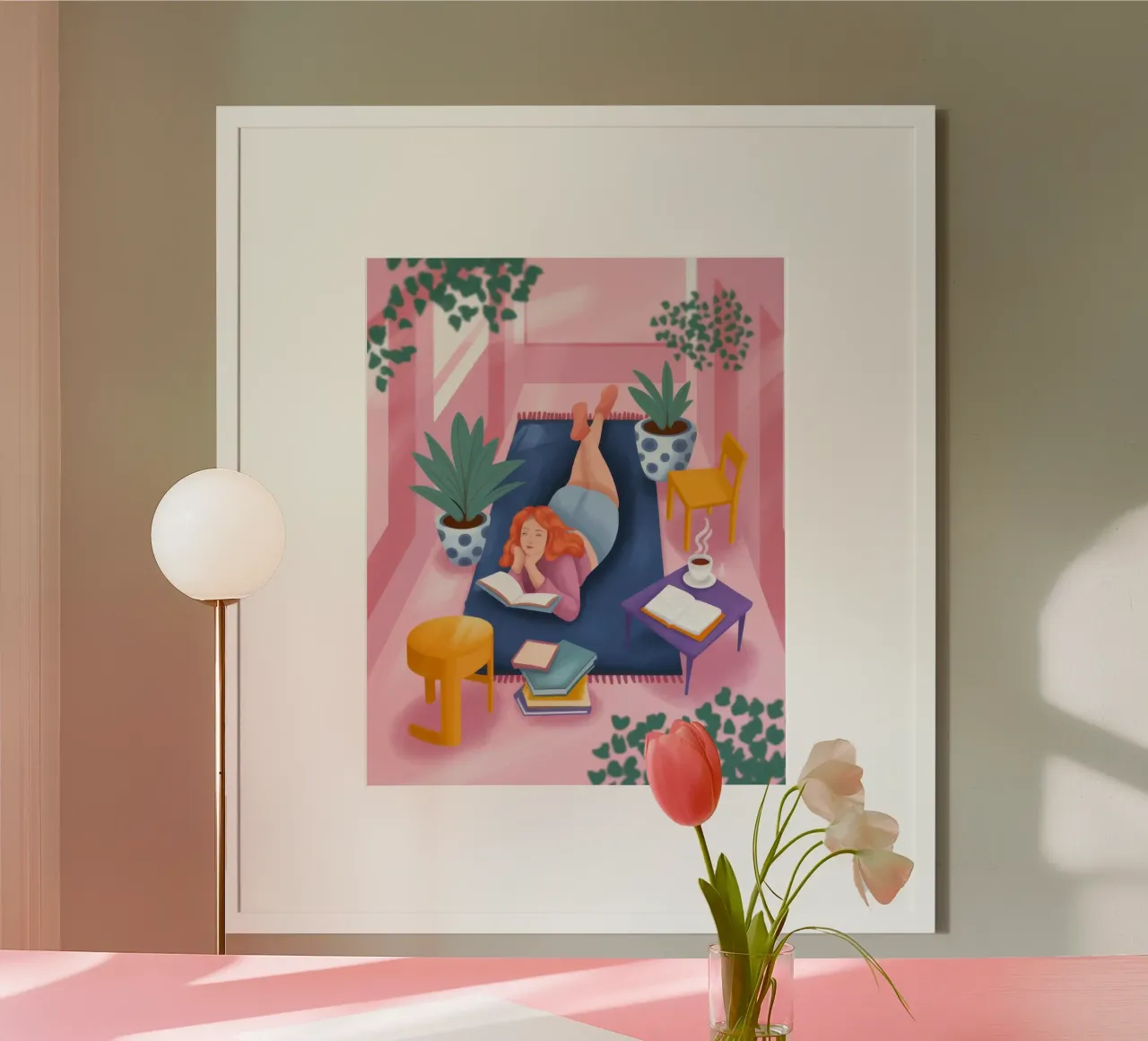 Ritiro sereno per la lettura poster con telaio in alluminio da Atelier Tiga