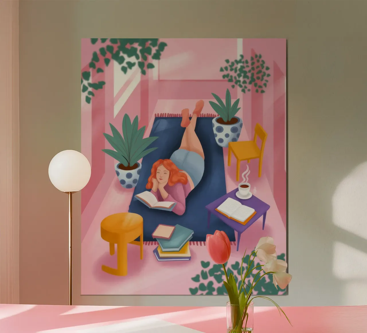 Ritiro sereno per la lettura poster con telaio in alluminio da Atelier Tiga